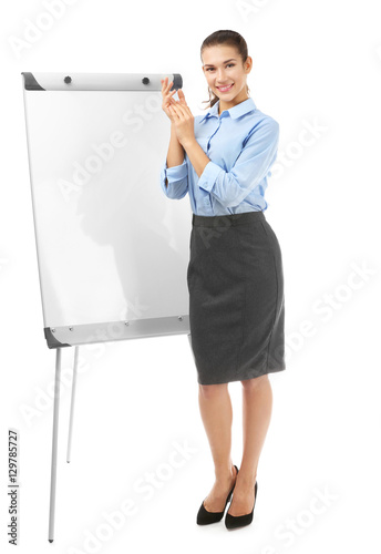 Young businesswoman with fl...