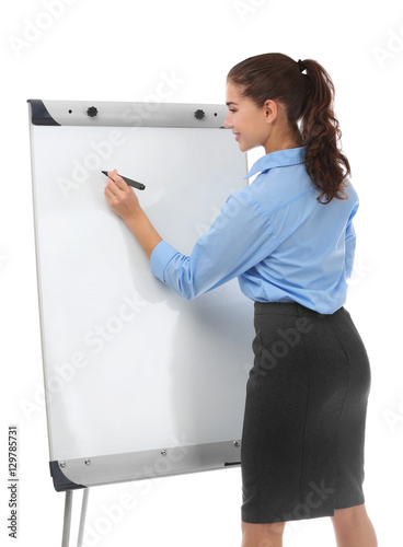Young businesswoman with fl...