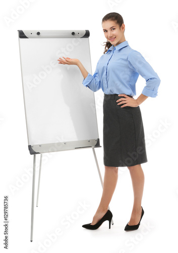 Young businesswoman with fl...