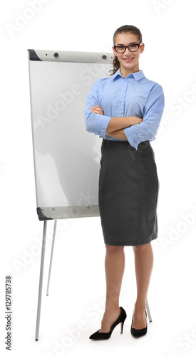 Young businesswoman with fl...