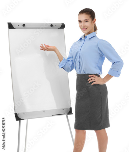 Young businesswoman with fl...