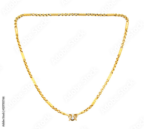 gold necklace isolated on white background.Thailand gold necklac