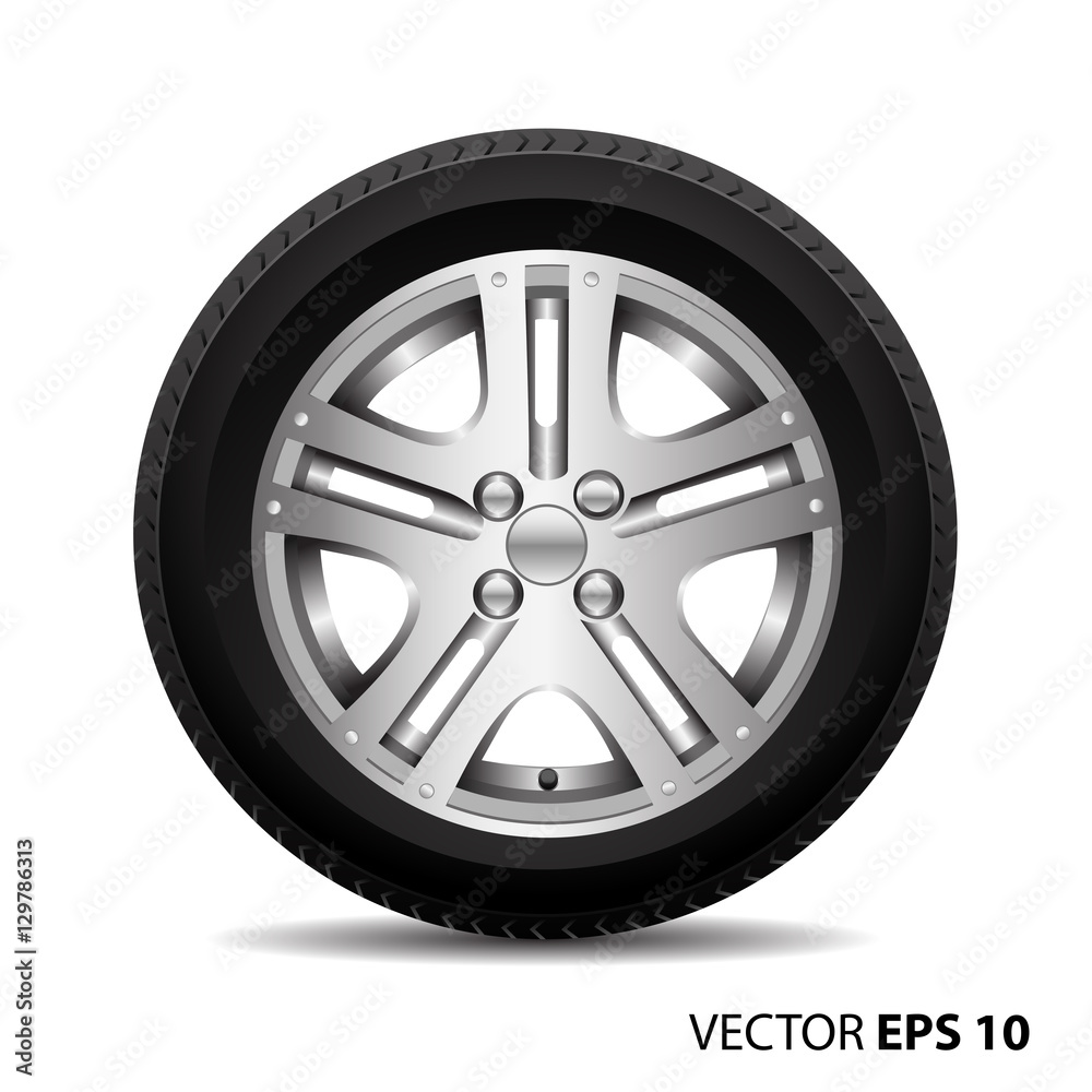 Radial wheel tire alloy car on white background vector illustration. Radial wheel tire alloy car on white background vector illustration.