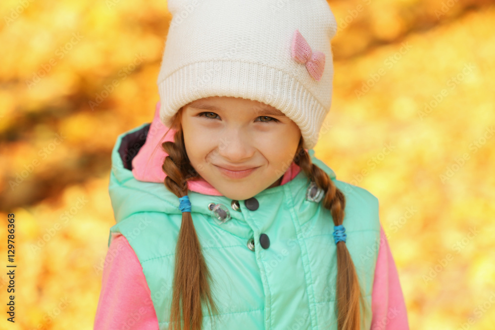 Portrait of cute little girl in park Portrait of cute little girl in park