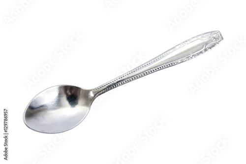 Silver tea spoon.Stainless tea spoon isolated on white backgroun