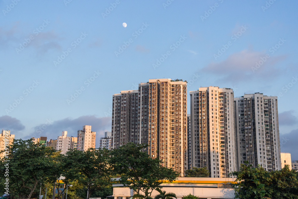West Kowloon area sunrise in Hong Kong