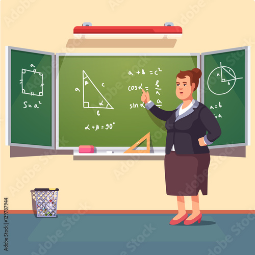 Teacher woman giving a trigonometry lecture