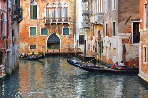 landscape with gondolas and tourists, Venice © irisphoto1
