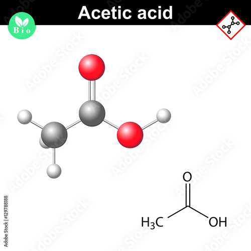 Chemical formula and molecular structure of acetic acid