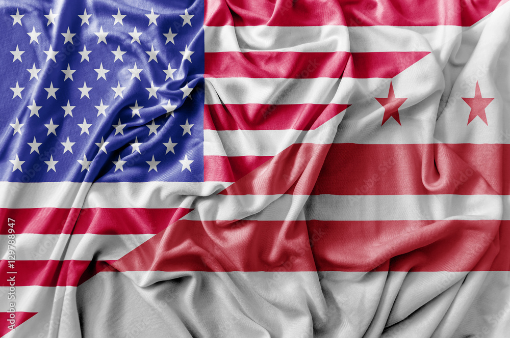 Ruffled waving United States of America and Distric of Columbia Ruffled waving United States of America and Distric of Columbia