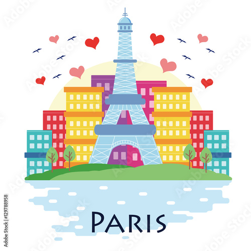 cartoon Paris eiffel