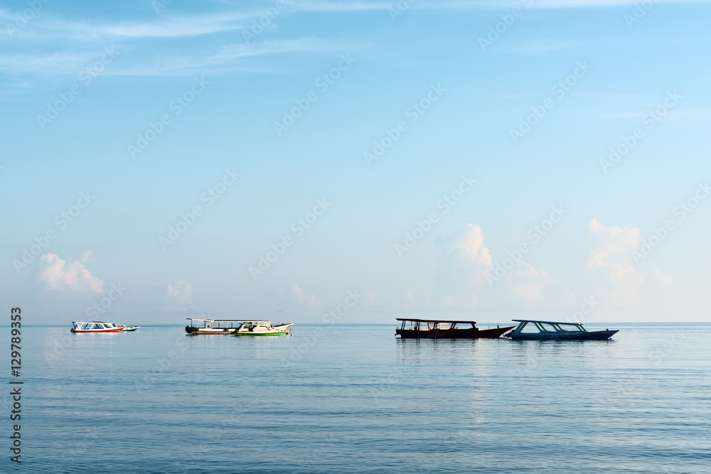 Landscape of sea view with small boats