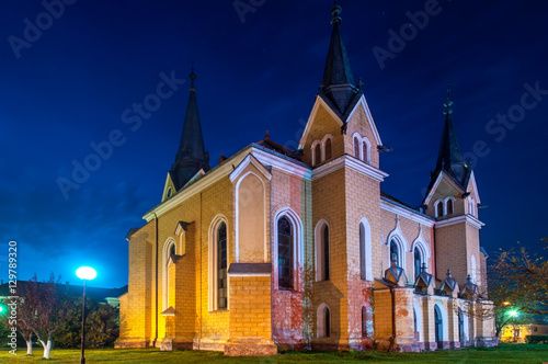 Reformed church from Sighetu Marmatiei, Romania, night shot photo