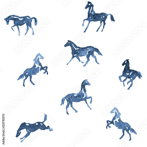 Canvastavla Watercolor hand painting horses pattern