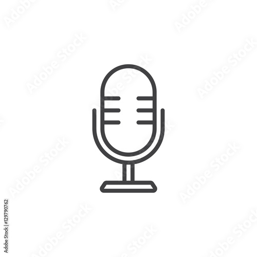 Old microphone line icon, record outline vector sign, linear pictogram isolated on white. logo illustration