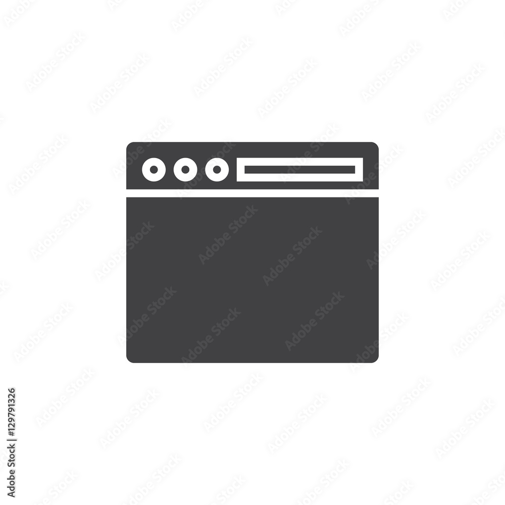 Browser window icon vector, filled flat sign, solid pictogram isolated on white, logo illustration