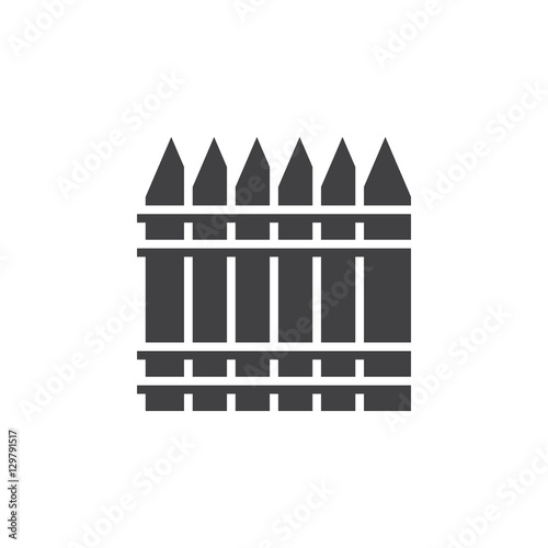 wooden fence icon vector, railing filled flat sign, solid pictogram isolated on white, logo illustration