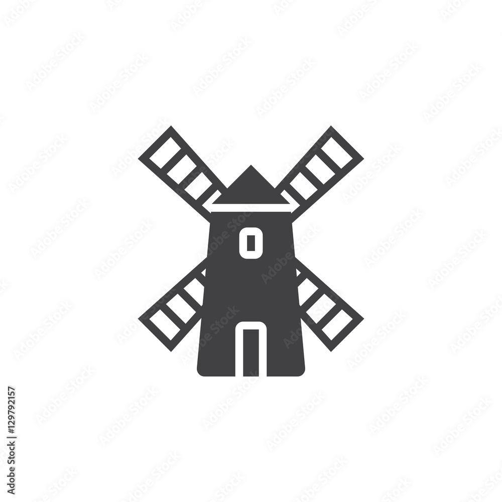 Windmill icon vector, filled flat sign, solid pictogram isolated on white, logo illustration - obrazy, fototapety, plakaty 