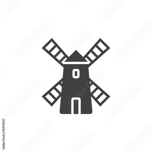 Windmill icon vector, filled flat sign, solid pictogram isolated on white, logo illustration