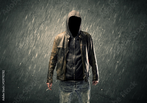 Spooky faceless guy standing in hoodie © ra2 studio