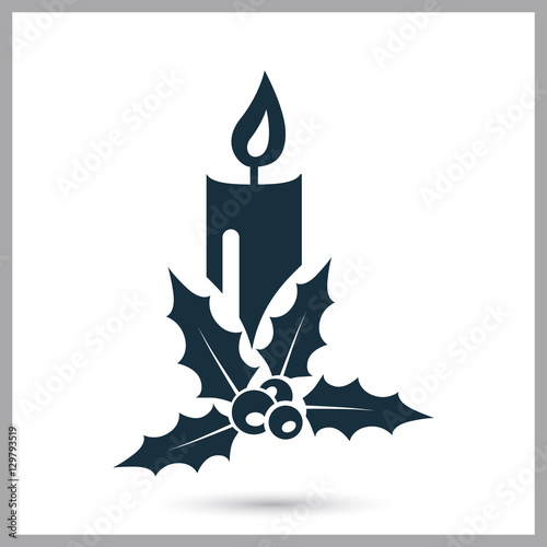 Christmas candle icon. Simple design for web and mobile