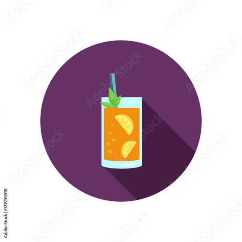 Glass with lemonade color icon. Flat design for web and mobile
