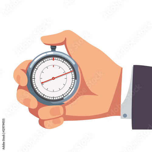 Businessman holding thumb finger on stopwatch