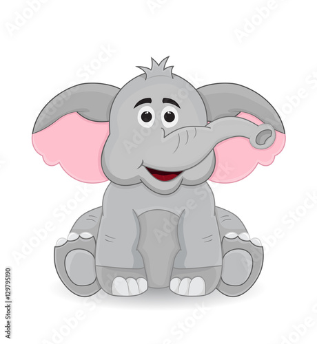 cartoon sute baby elephant sitting isolated on white background © nopember30