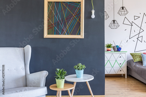 Cosy armchair and coffee tables