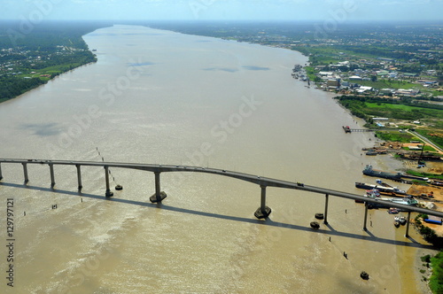 aerial view of bidge in Paramaribo Suriname 