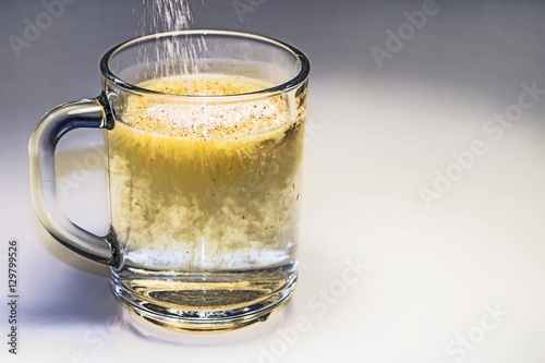 glass of water / powder dissolution / instant coffee / medicine