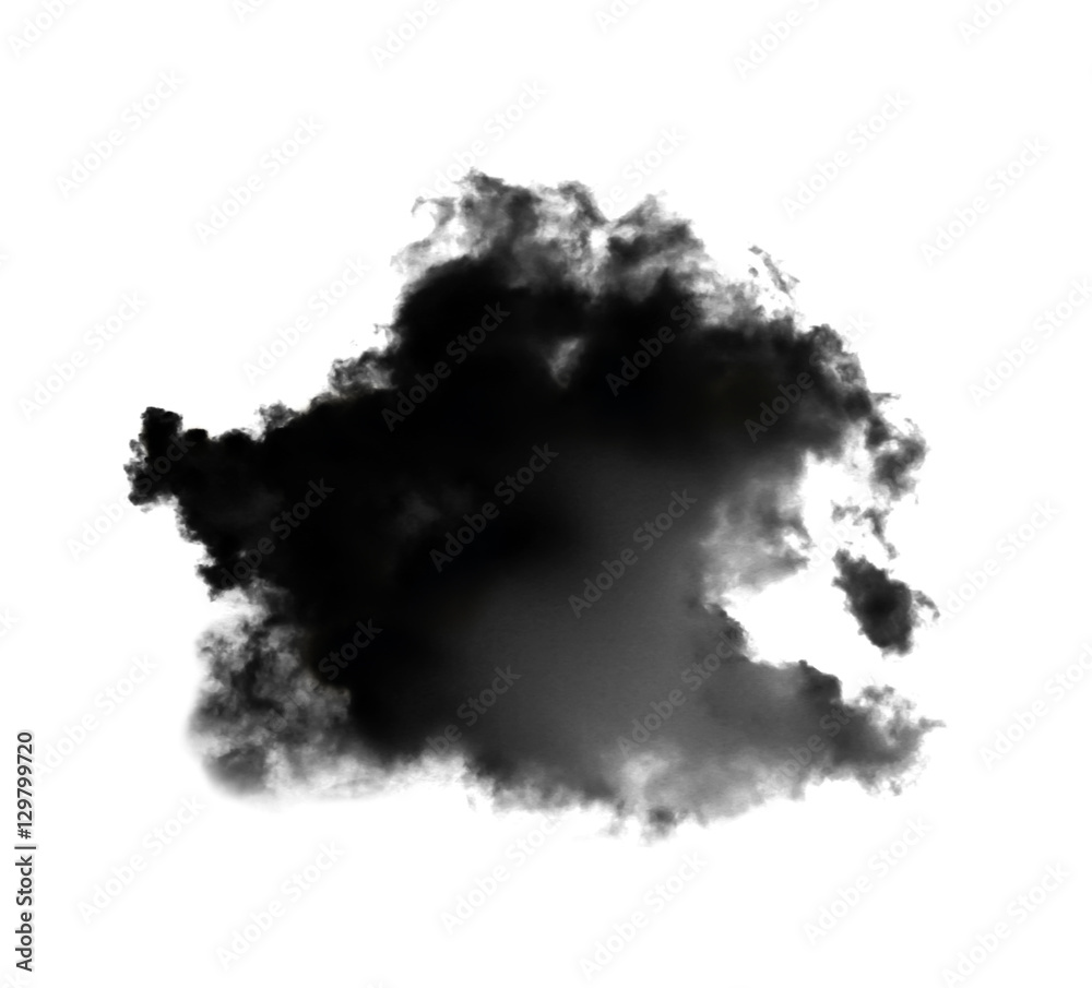 black clouds or smoke isolated on white background