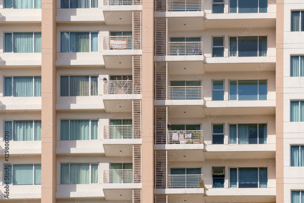 Apartment building / View of balconies of apartment building. Apartment building / View of balconies of apartment building.