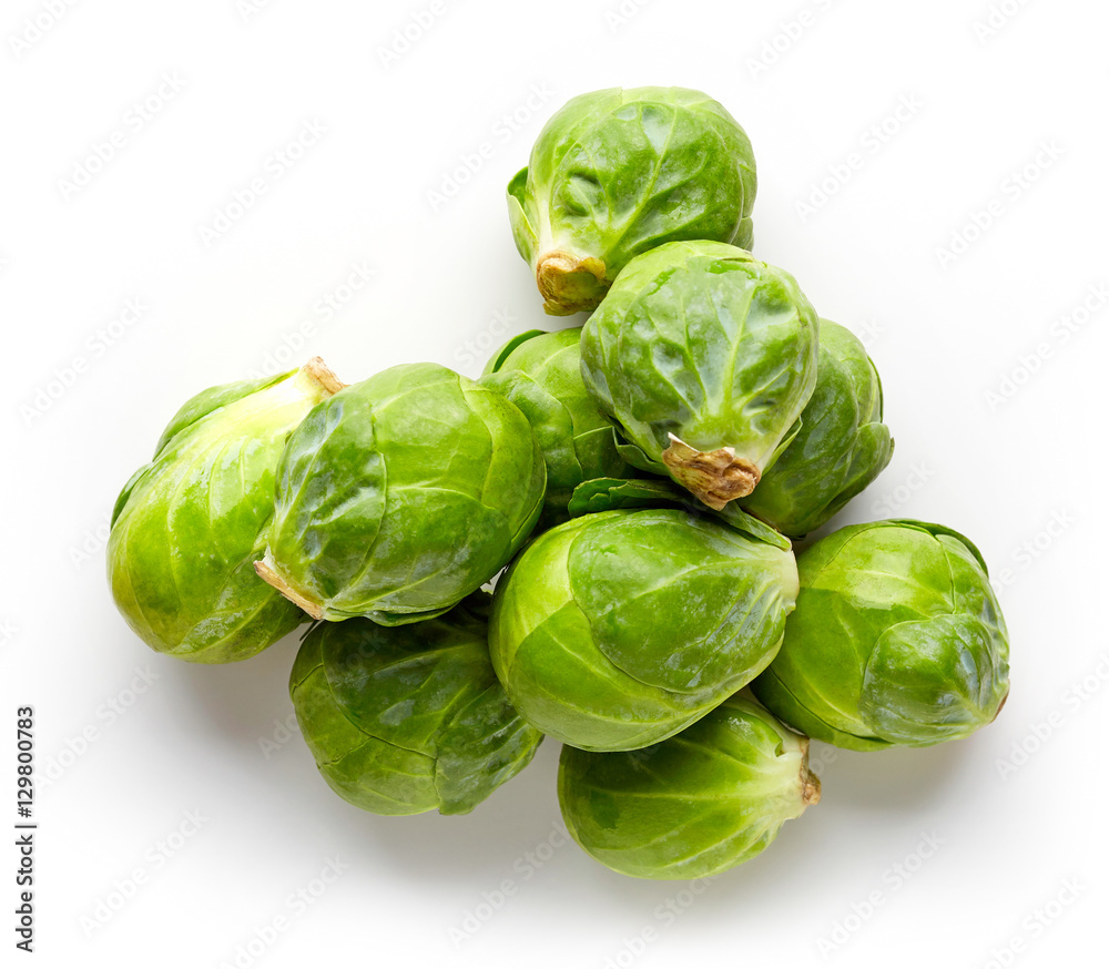 Brussels sprouts isolated on white, from above Brussels sprouts isolated on white, from above