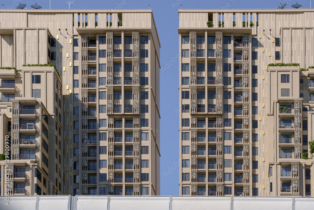 Apartment building / Exterior view of apartment building.