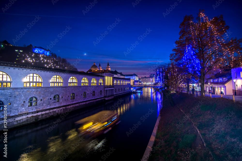 Ljubljana, capital of Slovenia in christmas decoration