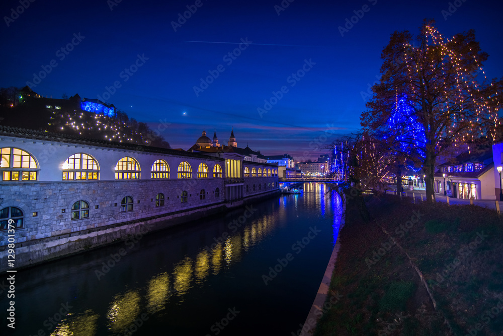 Ljubljana, capital of Slovenia in christmas decoration