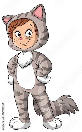 Vektor Illustration eines Mädchens im Katzenkostüm