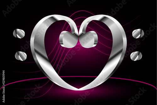 Music note stave and heart bass clef,