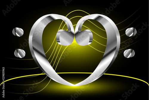 Music note stave and heart bass clef,