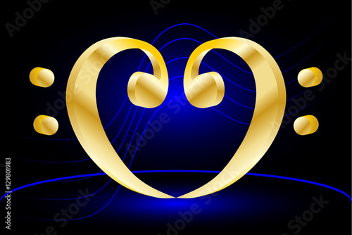 Music note stave and heart bass clef,