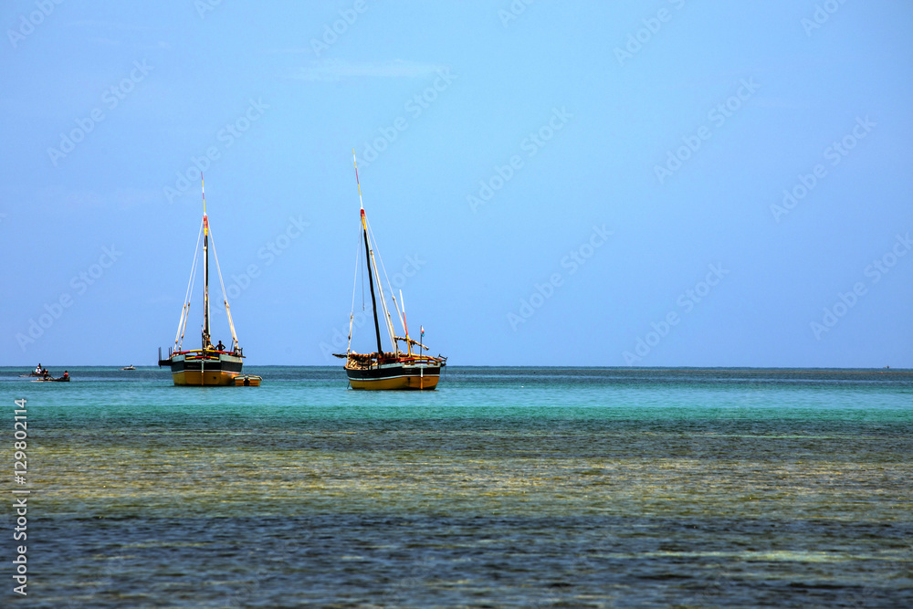 NOSY BE , MADAGASCAR, NOVEMBER 2.2016, Ships in a picturesque bay Indian Ocean, Nosi Be, Madagascar, November 2. 2016, NOSY BE , MADAGASCAR, NOVEMBER 2.2016, Ships in a picturesque bay Indian Ocean, Nosi Be, Madagascar, November 2. 2016,