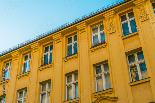 luxury orange facade with beautiful detailed windows