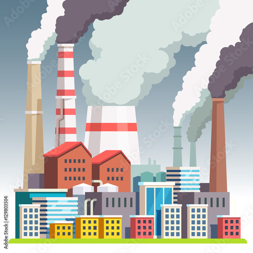 Smog polluted urban landscape