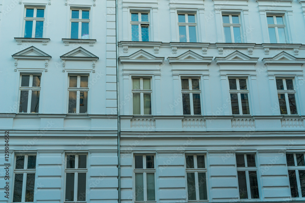 white facade of apartment building