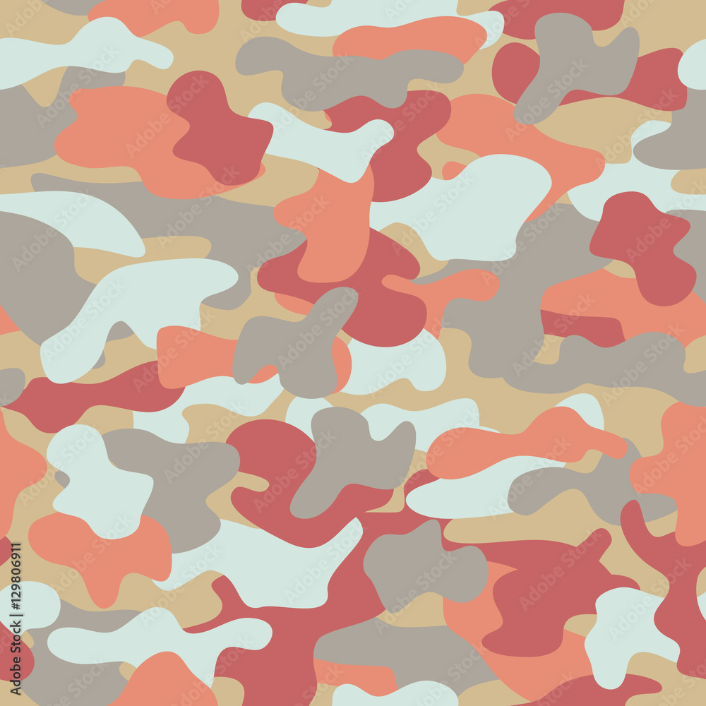 Camouflage seamless pattern in orange, grey, red and dirty yellow colors. Camouflage seamless pattern in orange, grey, red and dirty yellow colors.