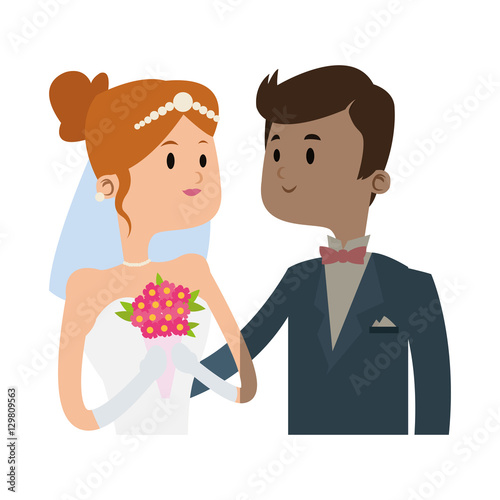 Bride and groom icon. Wedding marriage love and married design. Vector illustration