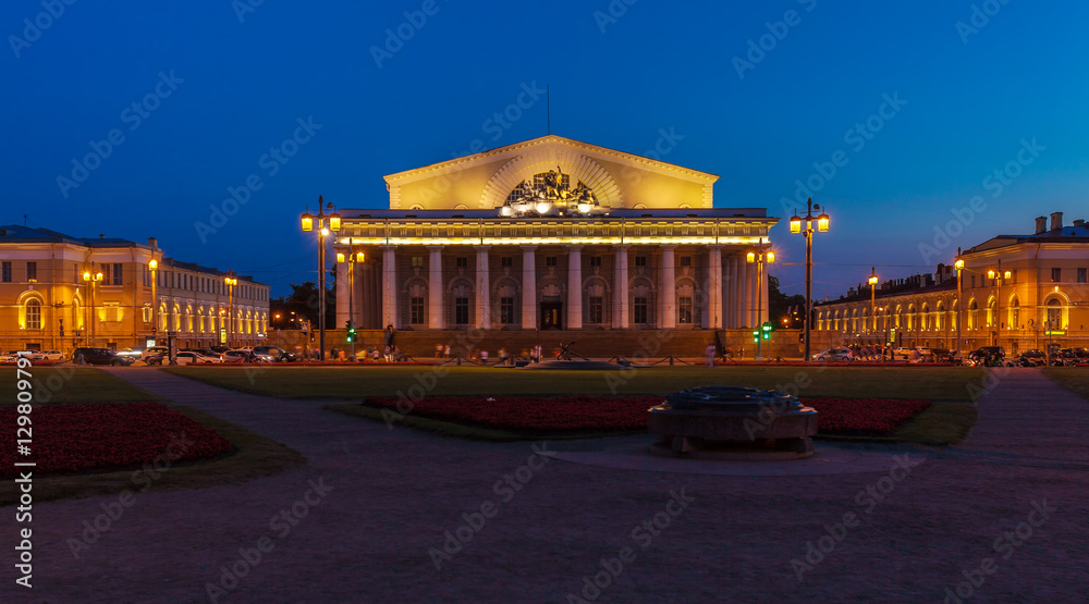 Stock Exchange in  Saint Petersburg at night
