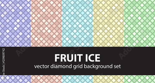 Diamond pattern set "Fruit Ice". Vector seamless backgrounds