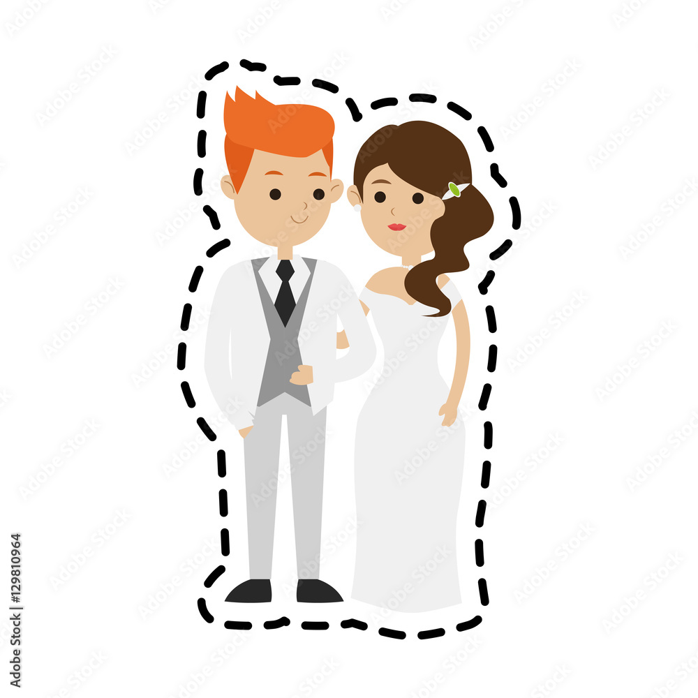 Obraz premium Bride and groom icon. Wedding marriage love and married design. Vector illustration